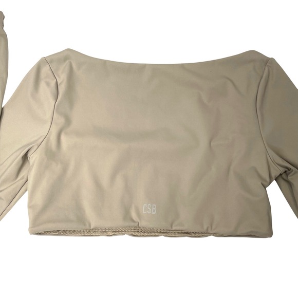 CSB Freedom scoop long sleeve crop top Size XL almond tan square neck - Picture 9 of 10